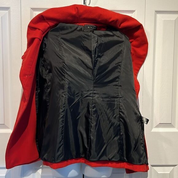 Giacca Red Wool Blend Double‎ Breasted Pea Coat Size M - Picture 12 of 13